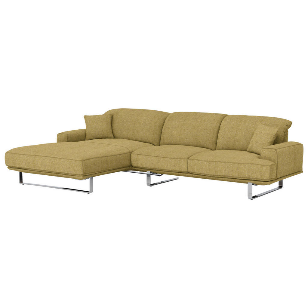 Thumbnail - Dieter Knoll Ecksofa Lesina, Gelb, Textil, 3-Sitzer, Ottomane links, L-Form, 304x184 cm, Goldenes M, Typenauswahl, Fußau...