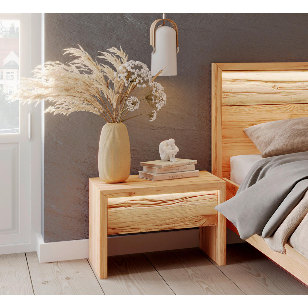 Thumbnail - Mid.you Nachtschrank Zeno, Kernbuche, Holz, Kernbuche, vollmassiv, 2 Schubladen, 60x46x41 cm, FSC 100%, Soft-Close-Syste...