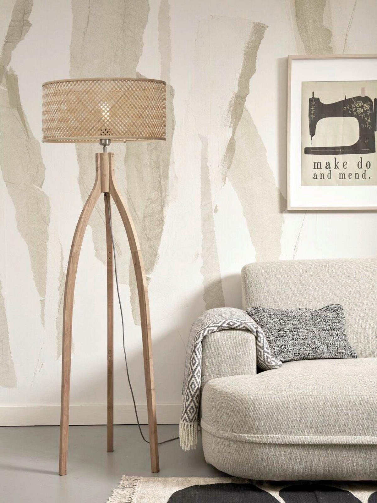 STOJACÍ LAMPA, 50/50/145 cm - přírodní barvy, Trend (50/50/145cm) - Good & Mojo