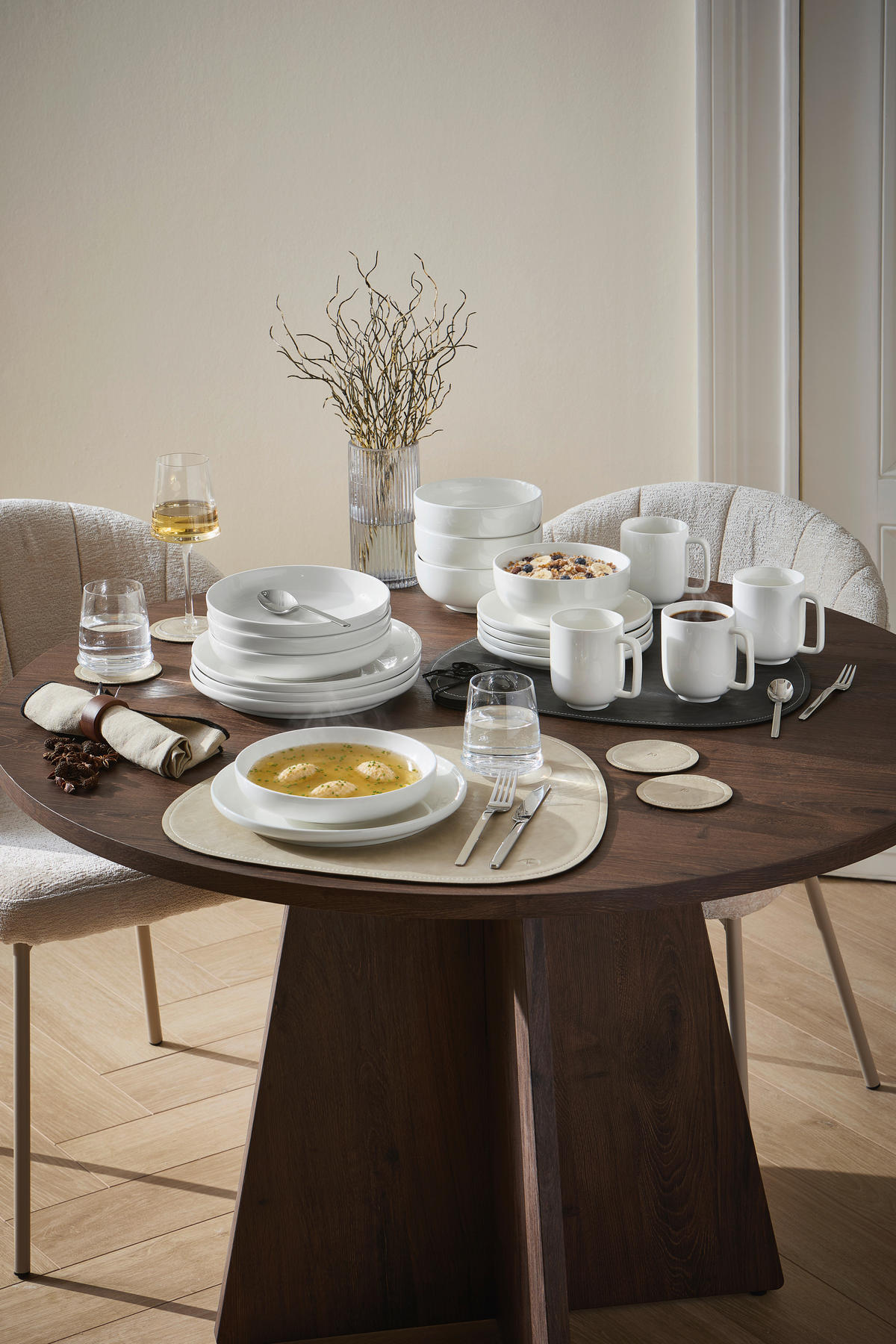 KOMBINOVANÁ SOUPRAVA 20dílné, porcelán keramika  - bílá, Trend, keramika - Dieter Knoll