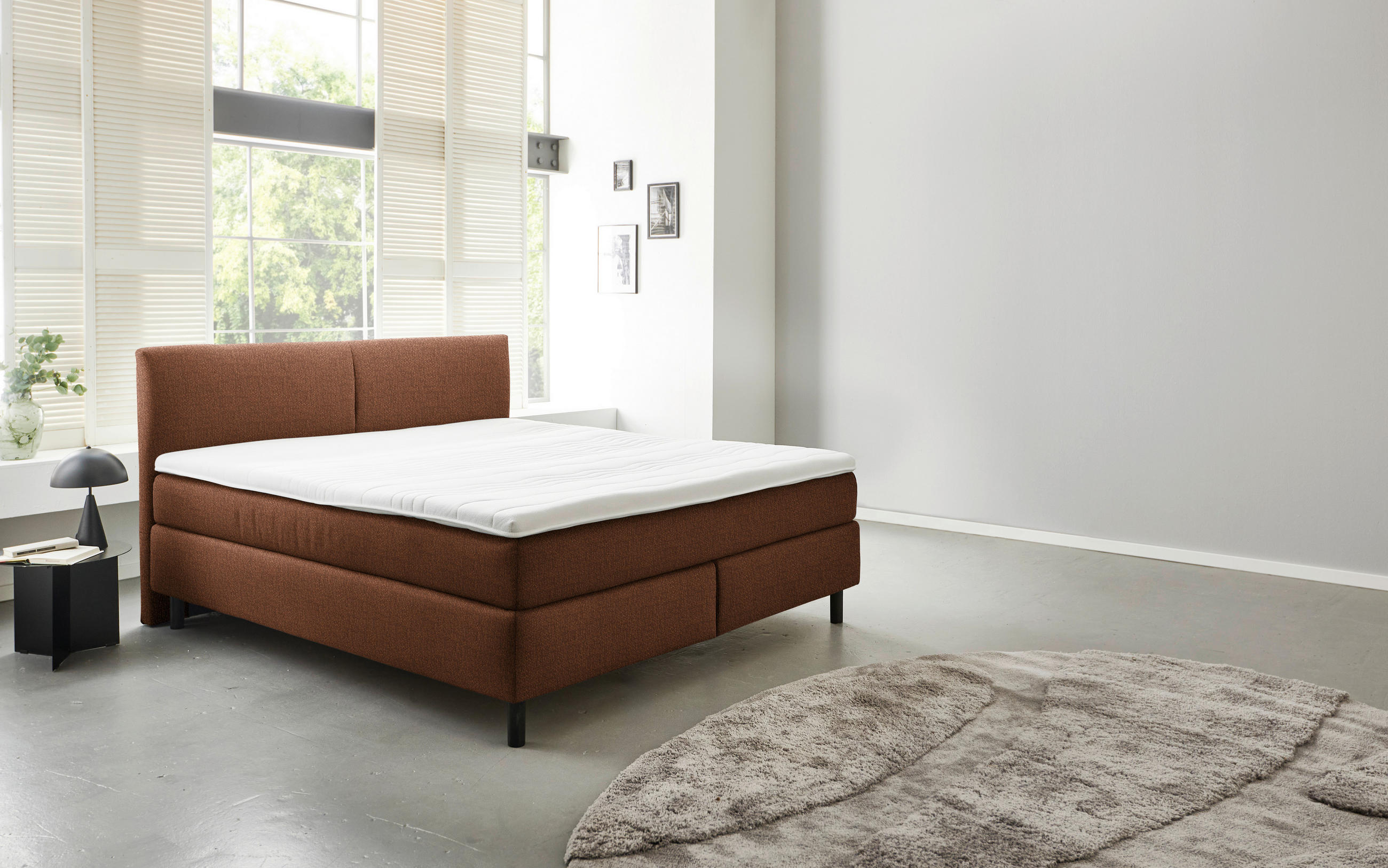 Thumbnail - Beldomo - Sleep Boxspringbett, Rost, Textil, H2 + H3, 5-Zonen, Höhe ca. 18 cm, 200x200 cm, Goldenes M, Made in EU, gepol...