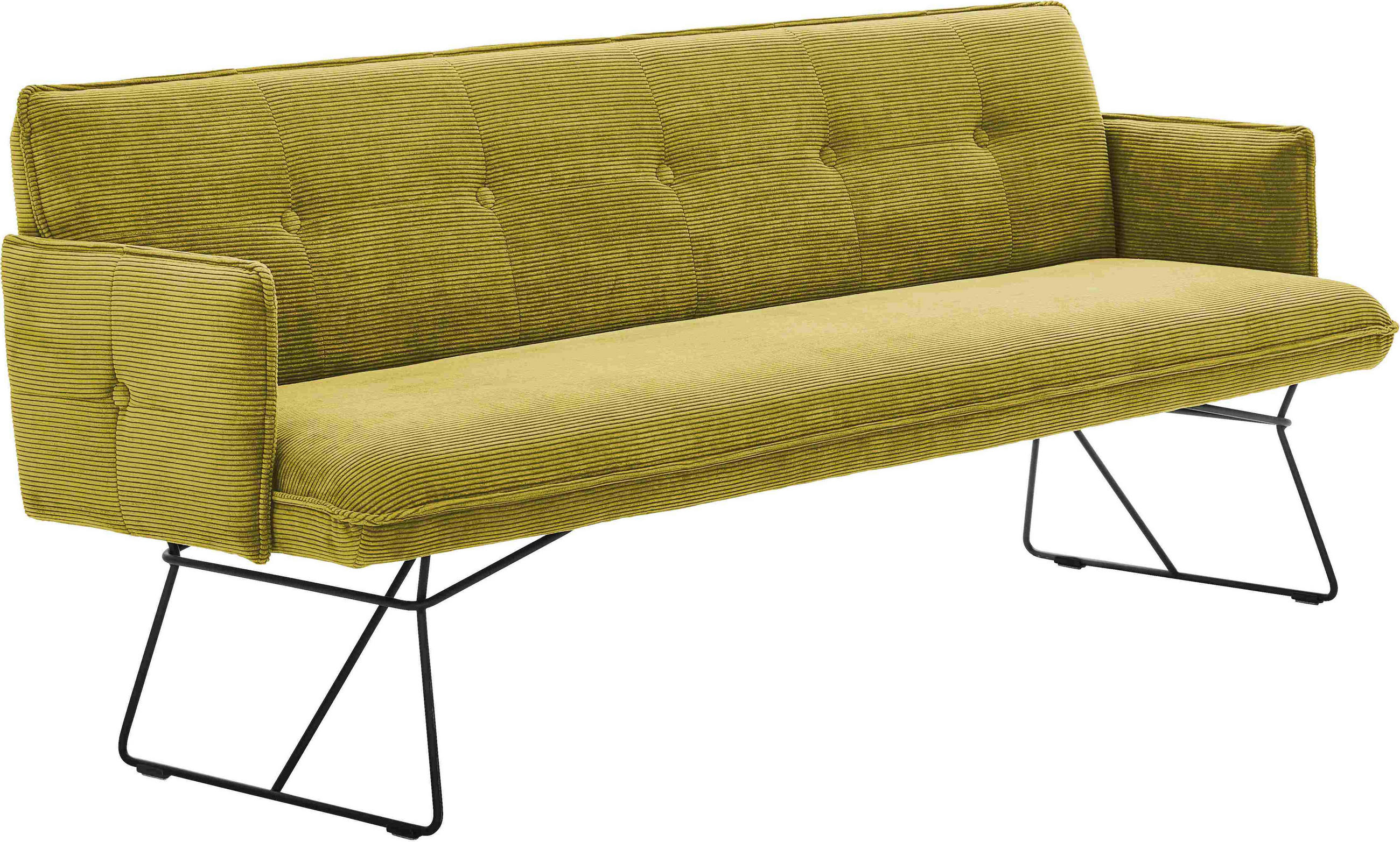 SITZBANK 212/89/70 cm Feincord Gelb, Goldfarben Metall  - Gelb/Goldfarben, Design, Textil/Metall (212/89/70cm) - Pure Home Lifestyle