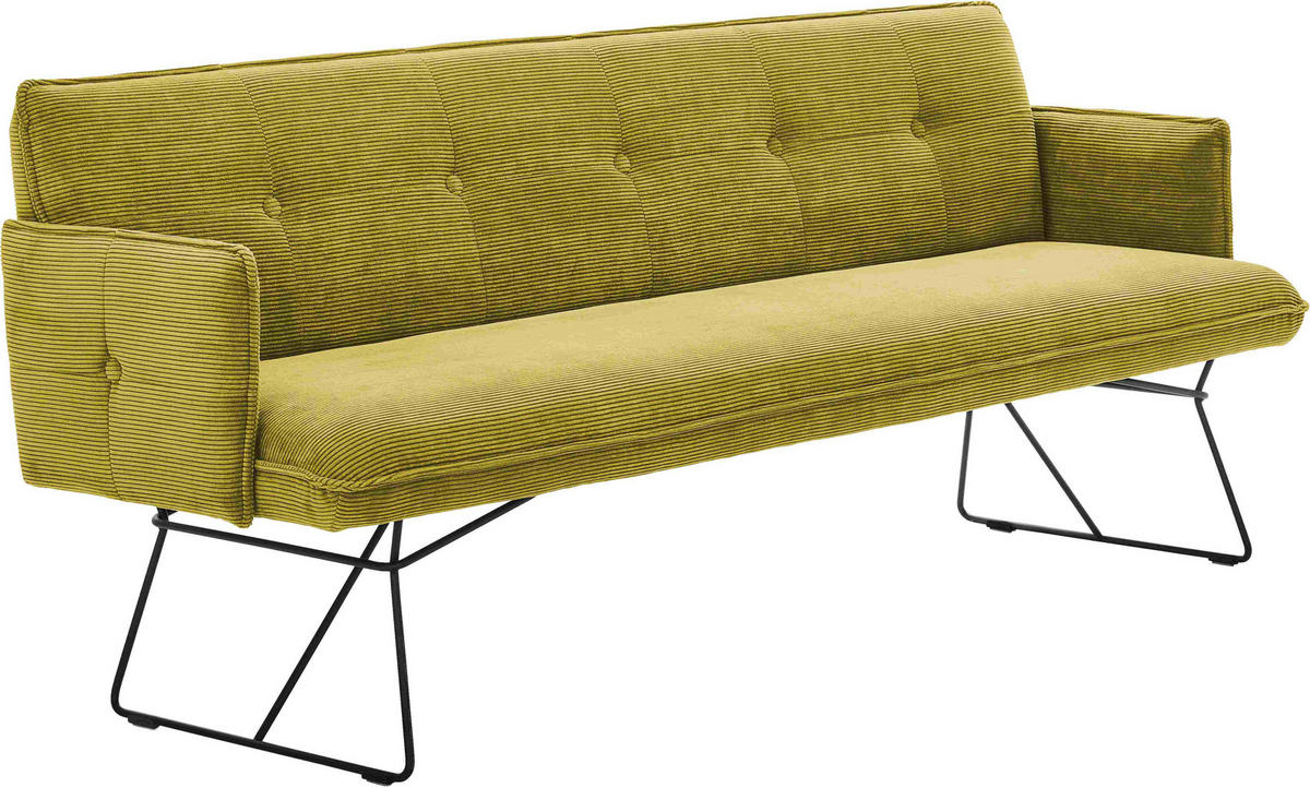 SITZBANK in Textil Gelb, Goldfarben  - Gelb/Goldfarben, Design, Textil/Metall (212/89/70cm) - Pure Home Lifestyle