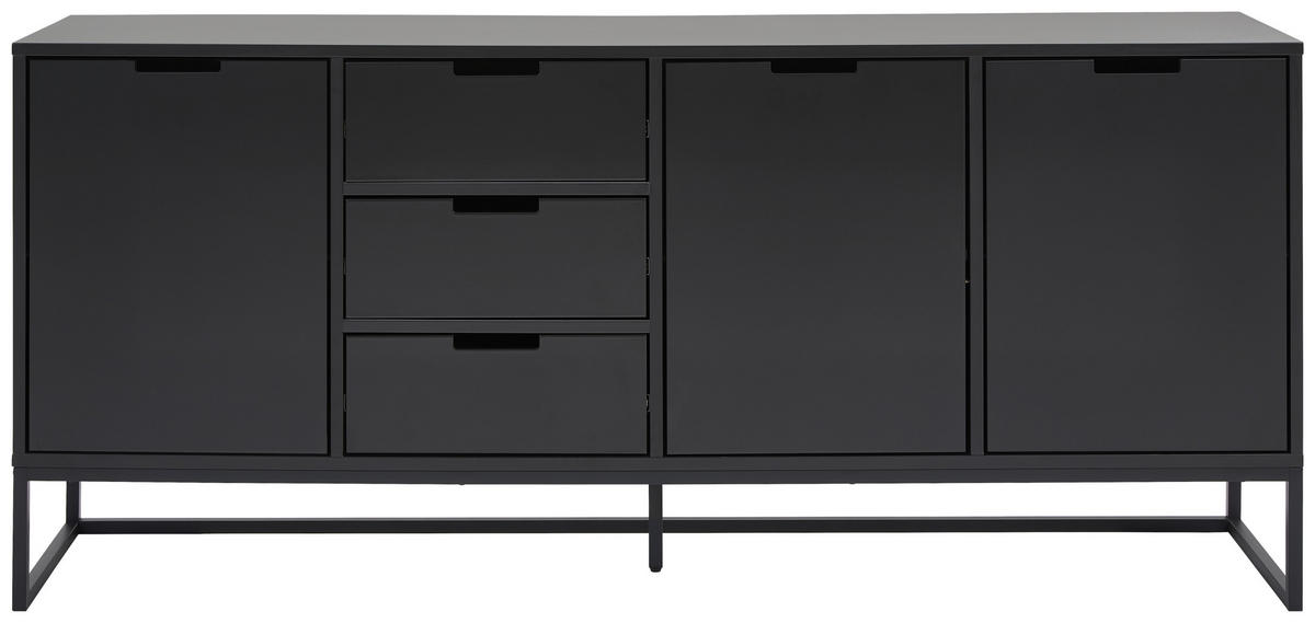 KOMODA, črna, antracit  - črna/antracit, Design, kovina/leseni material (180/79/40cm) - MID.YOU