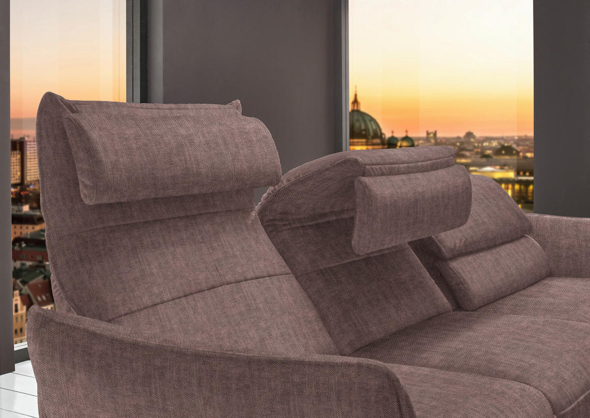 ECKSOFA in Velours Braun  - Schwarz/Braun, Design, Textil/Metall (283/153cm) - Valdera