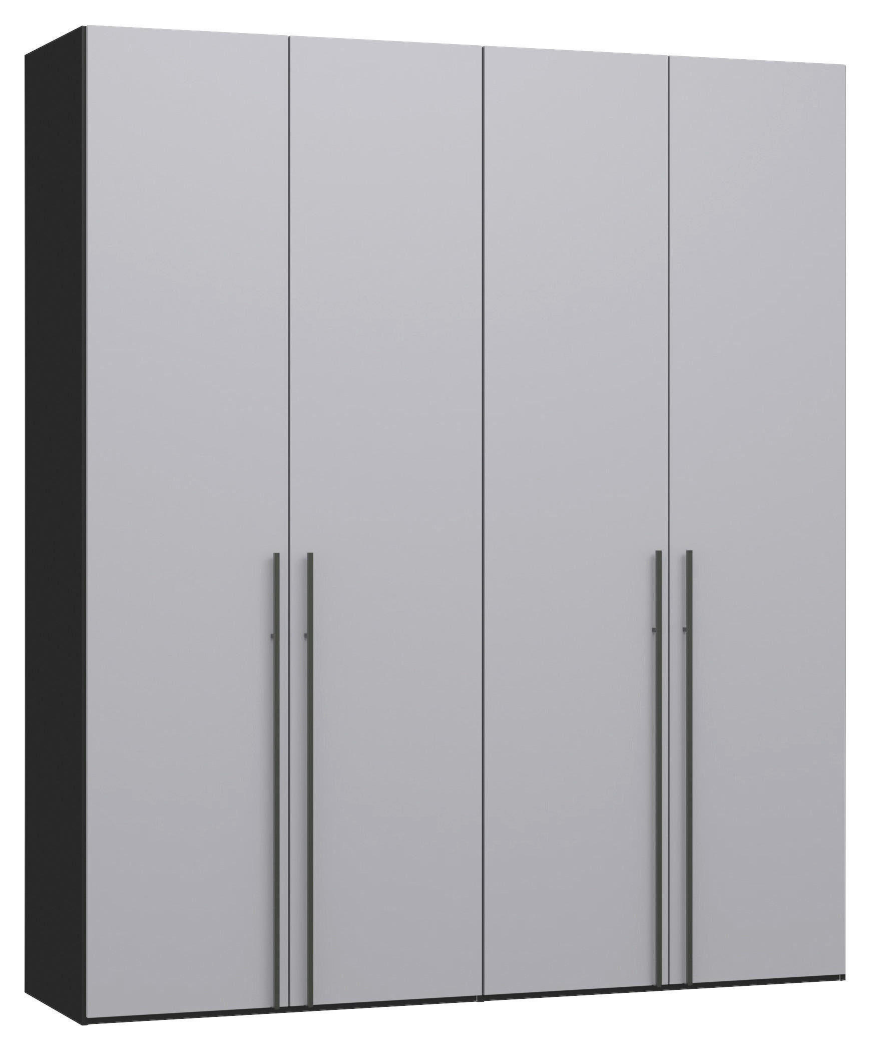 DREHTÜRENSCHRANK 203/220/59 cm,  in Schwarz, Hellgrau, 4-türig  - Titanfarben/Hellgrau, Design, Glas/Holzwerkstoff (203/220/59cm) - Jutzler