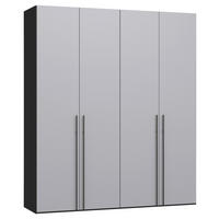 DREHTÜRENSCHRANK 203/220/59 cm,  in Schwarz, Hellgrau, 4-türig  - Titanfarben/Hellgrau, Design, Glas/Holzwerkstoff (203/220/59cm) - Jutzler