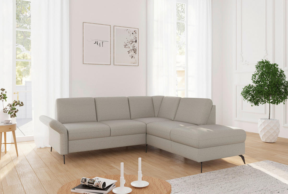 ECKSOFA Flachgewebe Taupe  - Taupe/Schwarz, Konventionell, Textil/Metall (240/216cm) - Sit & More