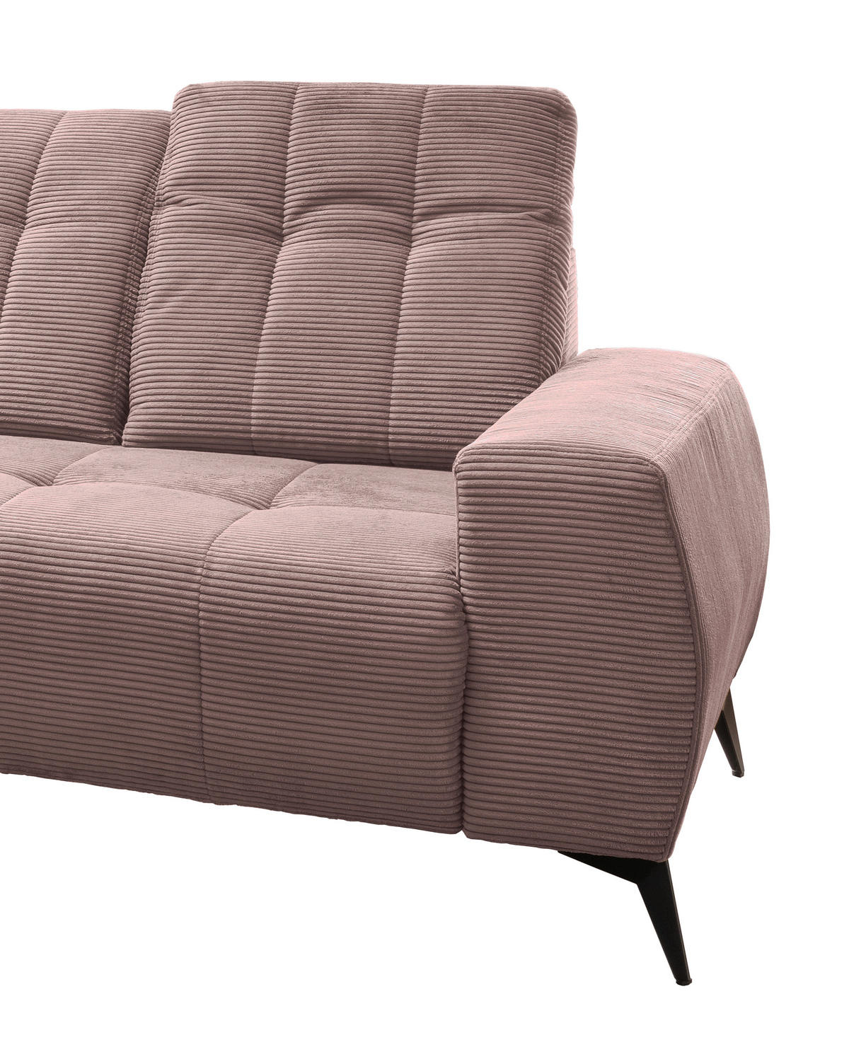 ECKSOFA in Cord Rosa  - Schwarz/Rosa, Modern, Textil/Metall (180/258cm) - Livetastic