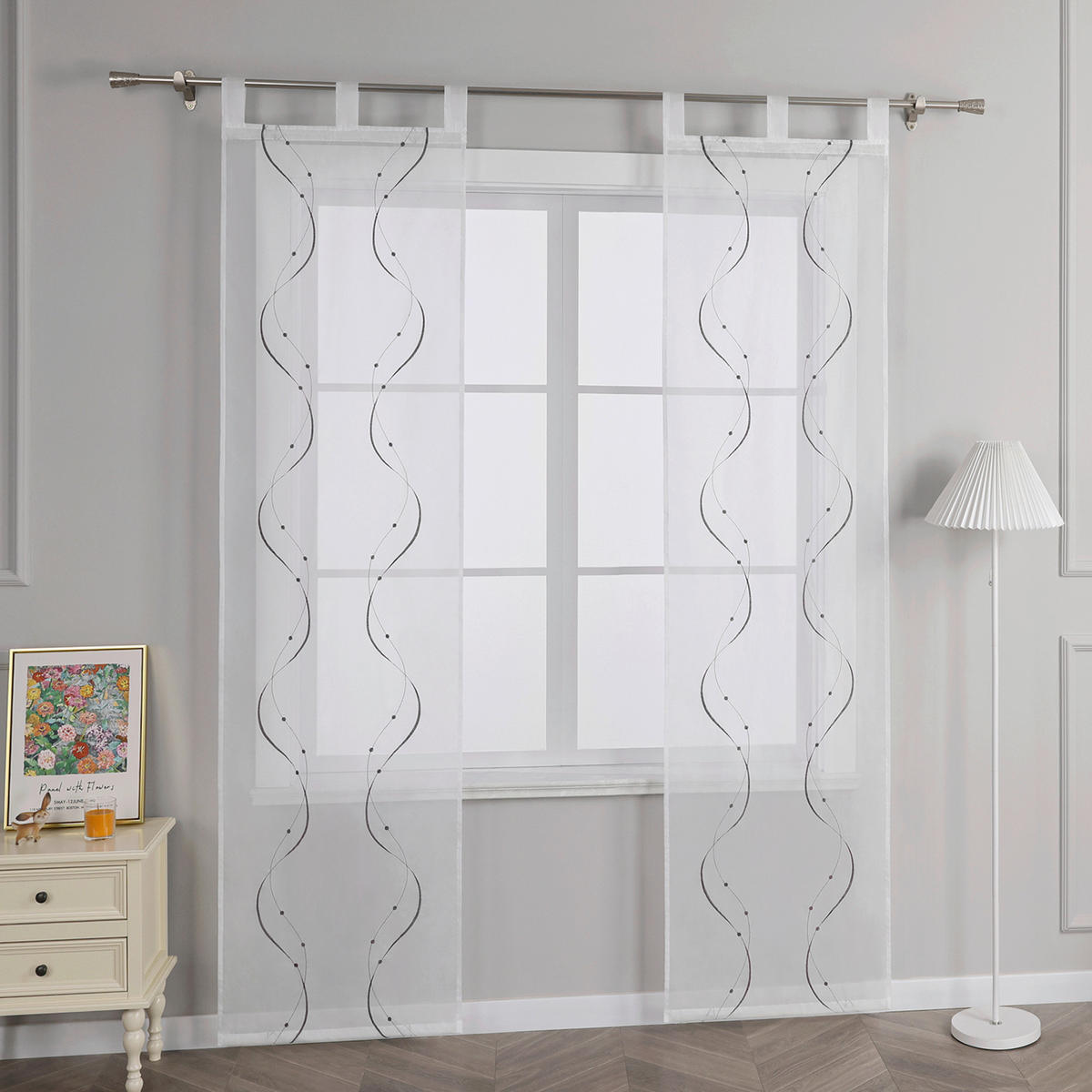 FLÄCHENVORHANG  2 Stück  transparent   57/225 cm  - Weiß Hochglanz, Basics, Textil (57/225cm) - Joyswahl