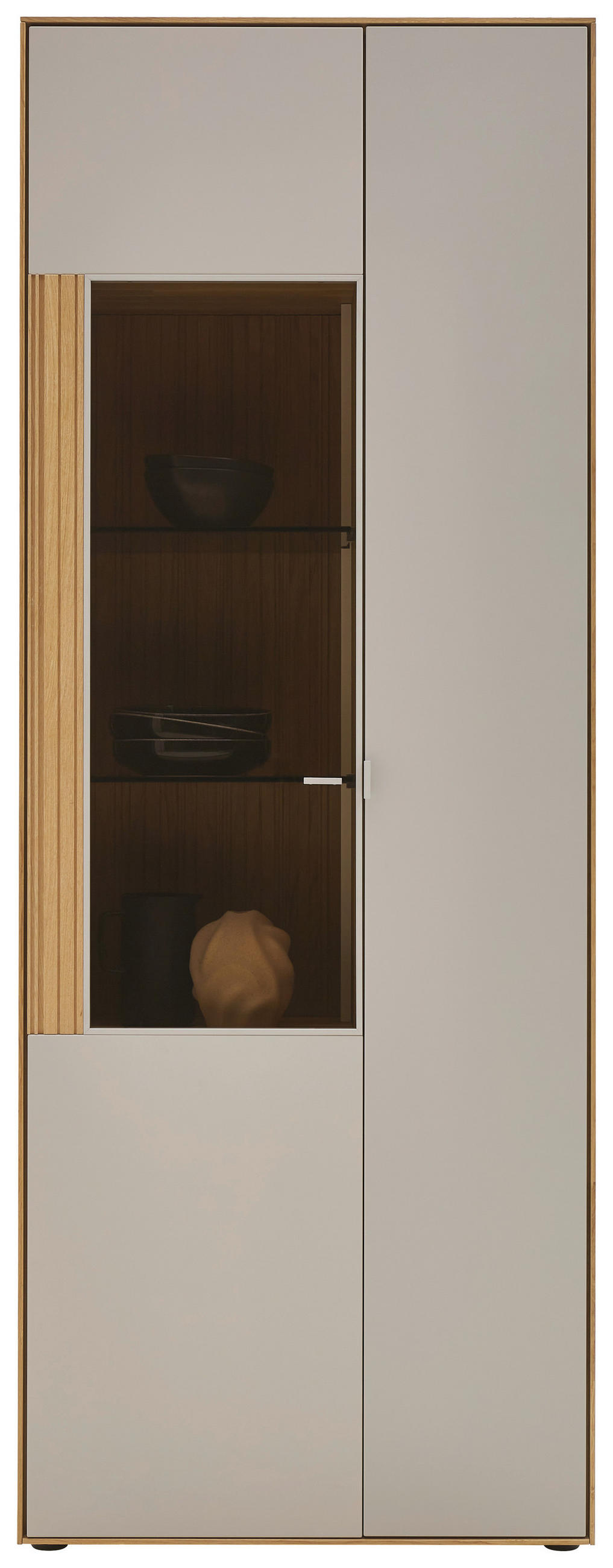 VITRINE  in massiv Wildeiche Kaschmir, Wildeiche - Kaschmir/Wildeiche, Design, Glas/Holz (76,9/205,5/37,1cm) - Dieter Knoll
