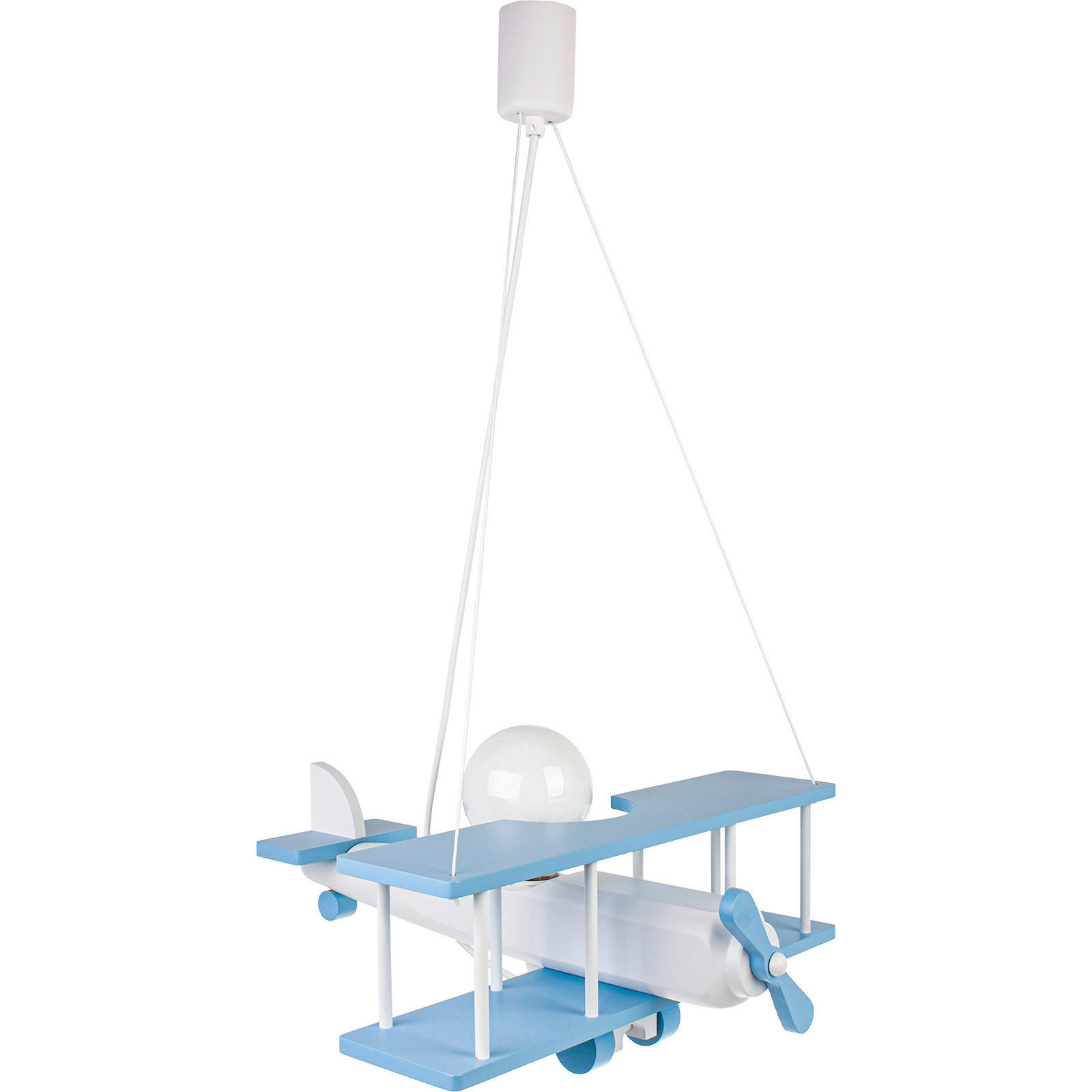 XXXLutz Kinderhängeleuchte Flugzeug Blau, Weiß 45x75x42 cm