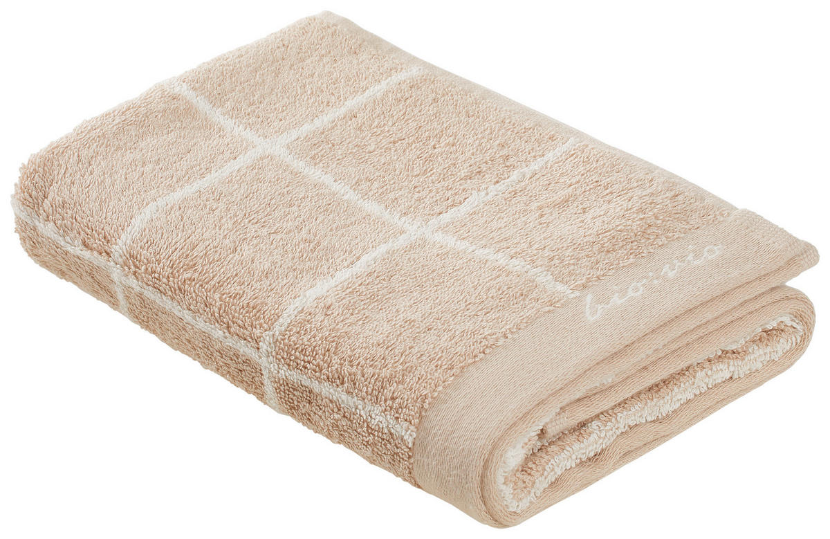 HANDTUCH Weiß, Taupe  - Taupe/Weiß, Natur, Textil (50/100cm) - Bio:Vio