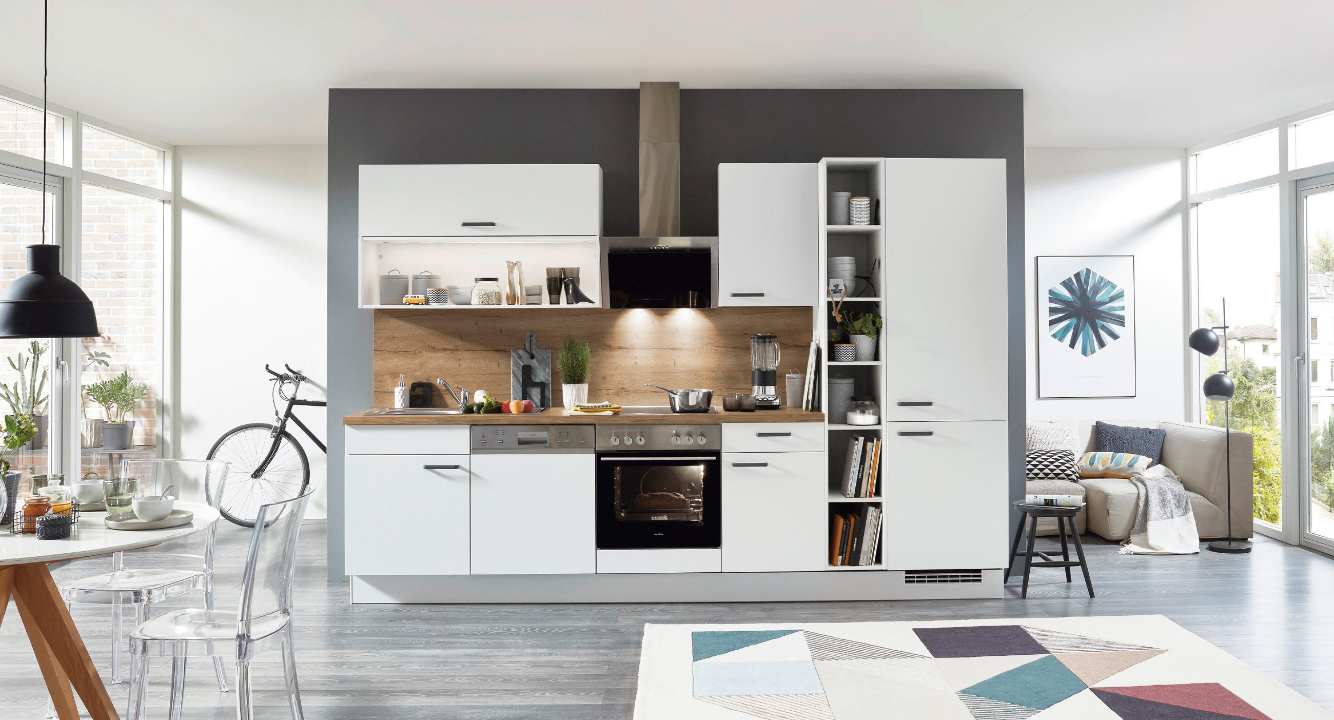 KÜCHENLEERBLOCK   in Weiß, Eichefarben  - Eichefarben/Weiß, Design, Holzwerkstoff - Celina