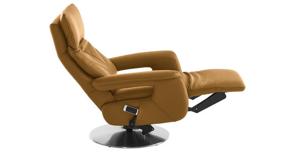 RELAXSESSEL in Leder Cognac - Edelstahlfarben/Cognac, Design, Leder/Metall (78/112/85cm) - Cantus