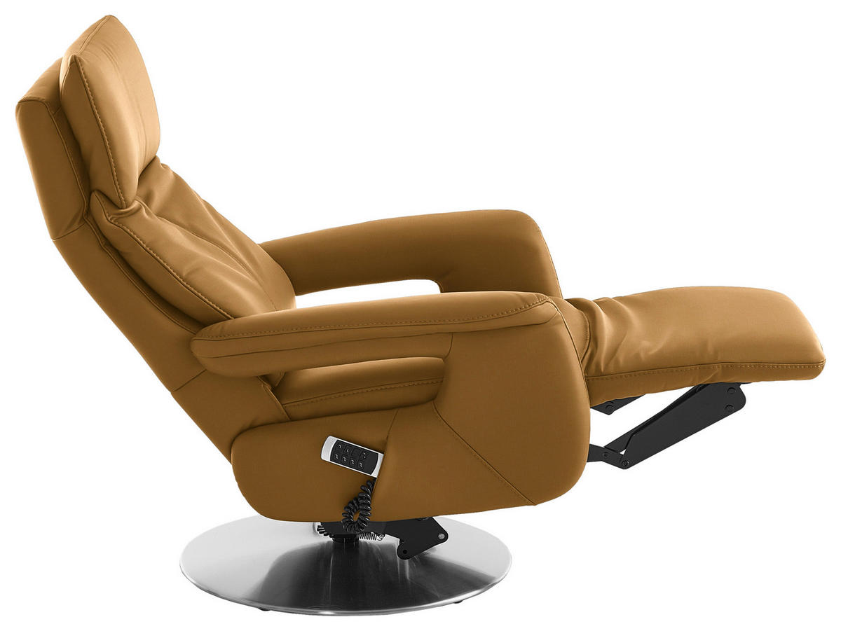 RELAXSESSEL in Leder Cognac  - Edelstahlfarben/Cognac, Design, Leder/Metall (78/112/85cm) - Cantus