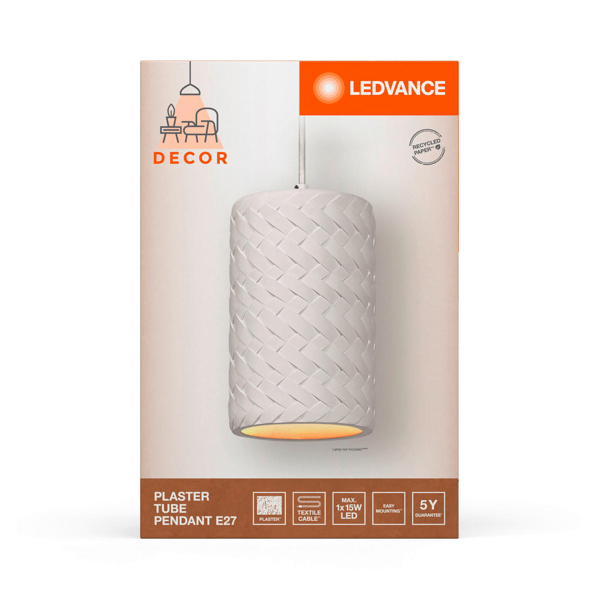 HÄNGELEUCHTE 14/128 cm  - Weiß, Basics, Stein/Metall (14/128cm) - Ledvance