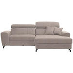 ECKSOFA in Velours Beige  - Beige/Schwarz, Design, Textil/Metall (267/181cm) - Carryhome
