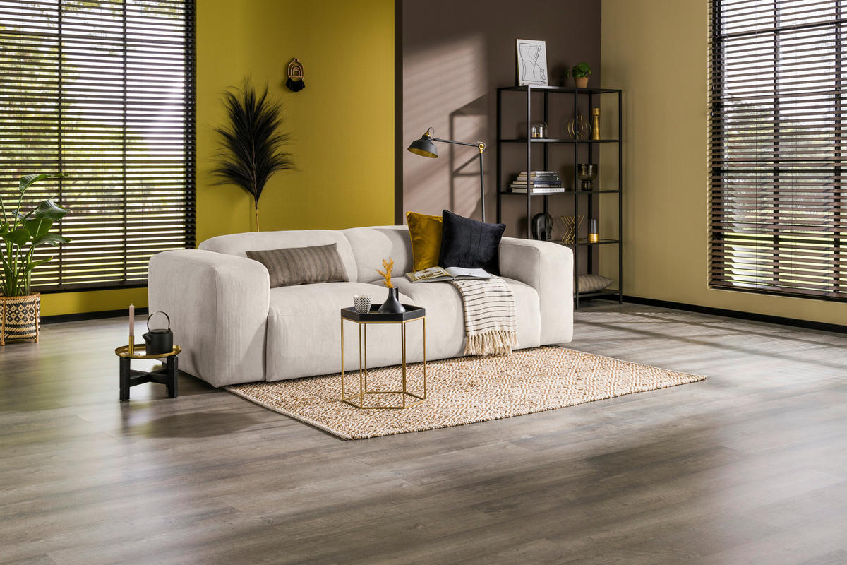 3-SITZER-SOFA in Cord Creme  - Creme/Schwarz, Design, Kunststoff/Textil (247/75/104cm) - MID.YOU