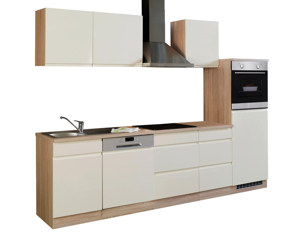 KÜCHENBLOCK 280 cm   in Creme, Sonoma Eiche  - Creme/Sonoma Eiche, Basics, Holzwerkstoff (280cm) - Held