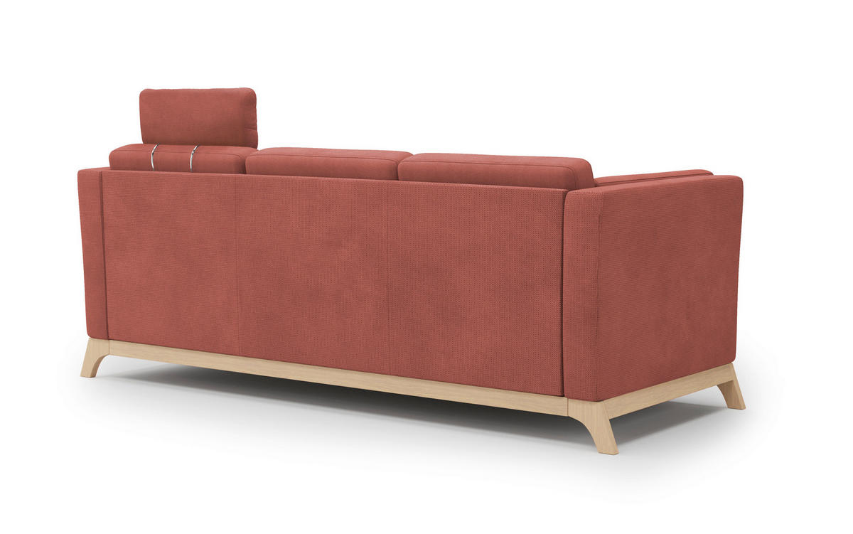 3-SITZER-SOFA in Flachgewebe Kirschrot  - Eichefarben/Kirschrot, KONVENTIONELL, Holz/Textil (213/84/93cm) - Sit & More