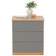 NACHTSCHRANK 50/60/40 cm Eiche massiv  - Taupe/Eichefarben, Natur, Glas/Holz (50/60/40cm) - Linea Natura