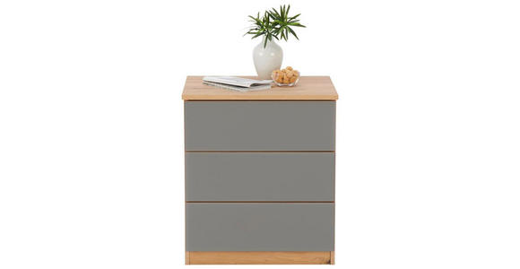 NACHTSCHRANK 50/60/40 cm Eiche massiv  - Taupe/Eichefarben, Natur, Glas/Holz (50/60/40cm) - Linea Natura