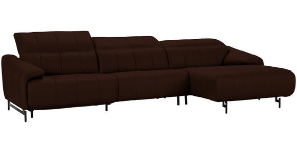 ECKSOFA in Echtleder Braun 313/165 cm - Schwarz/Braun, Design, Leder/Metall (313/165cm) - Emilio Belluti