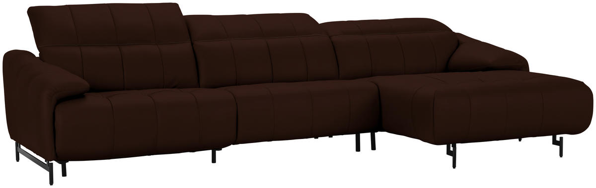 ECKSOFA  in Echtleder Braun  313/165 cm  - Schwarz/Braun, Design, Leder/Metall (313/165cm) - Belluti