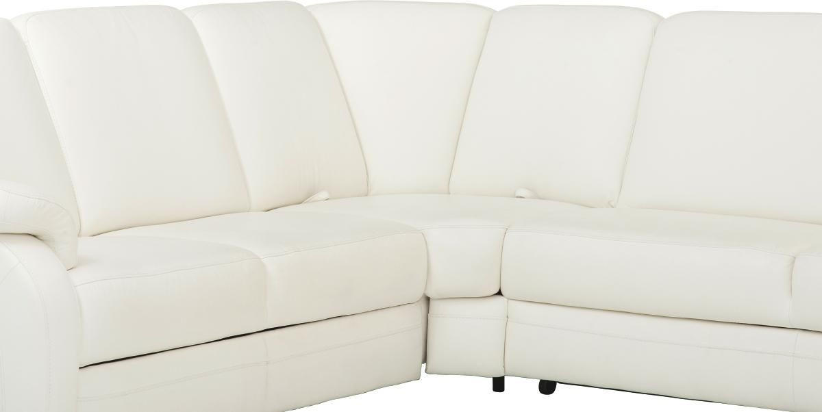 WOHNLANDSCHAFT in Echtleder Weiss  - Weiss/Alufarben, Konventionell, Leder/Metall (239/329/165cm) - Beldomo Premium