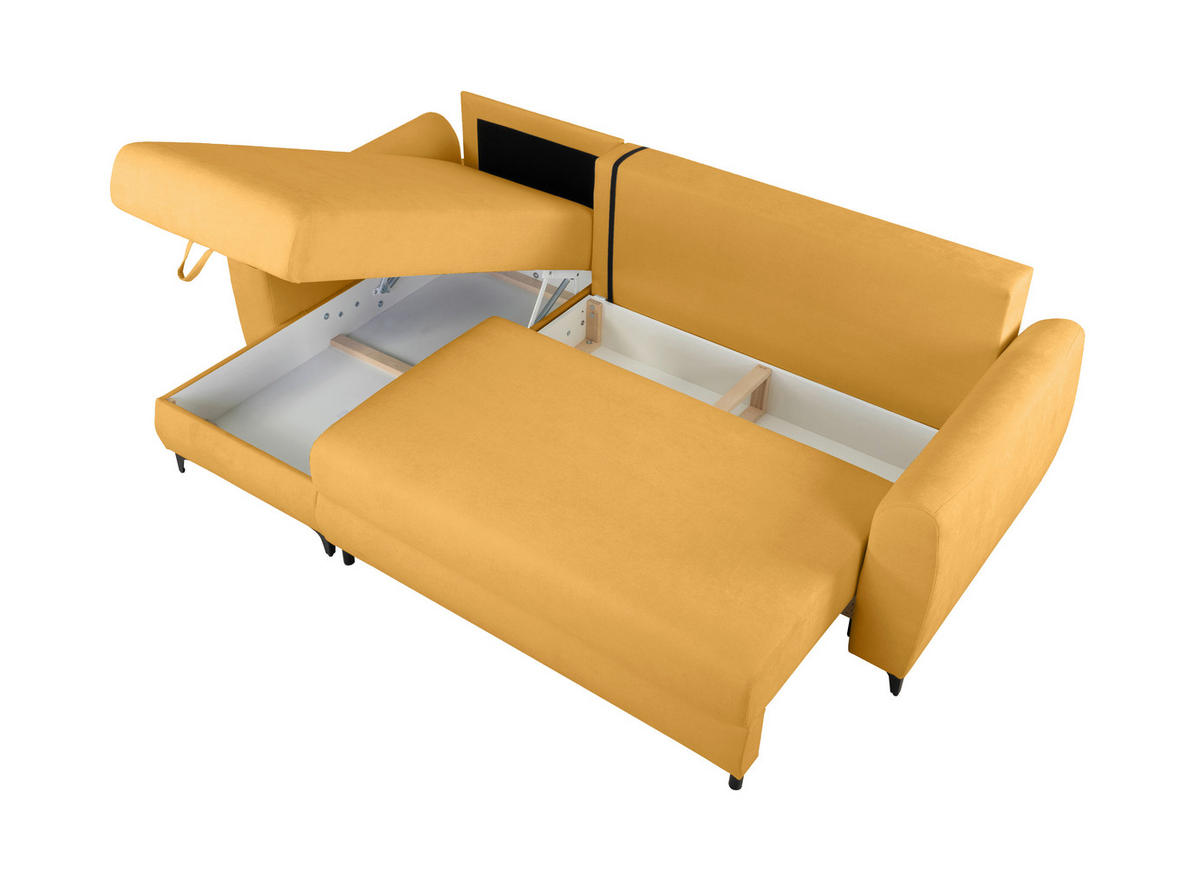 ECKSOFA Moli Gelb  - Gelb/Schwarz, Design, Textil/Metall (236/148cm) - MID.YOU
