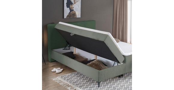 BOXBETT 160/200 cm in Olivgrün - Schwarz/Olivgrün, Design, Holz/Holzwerkstoff (160/200cm) - Xora