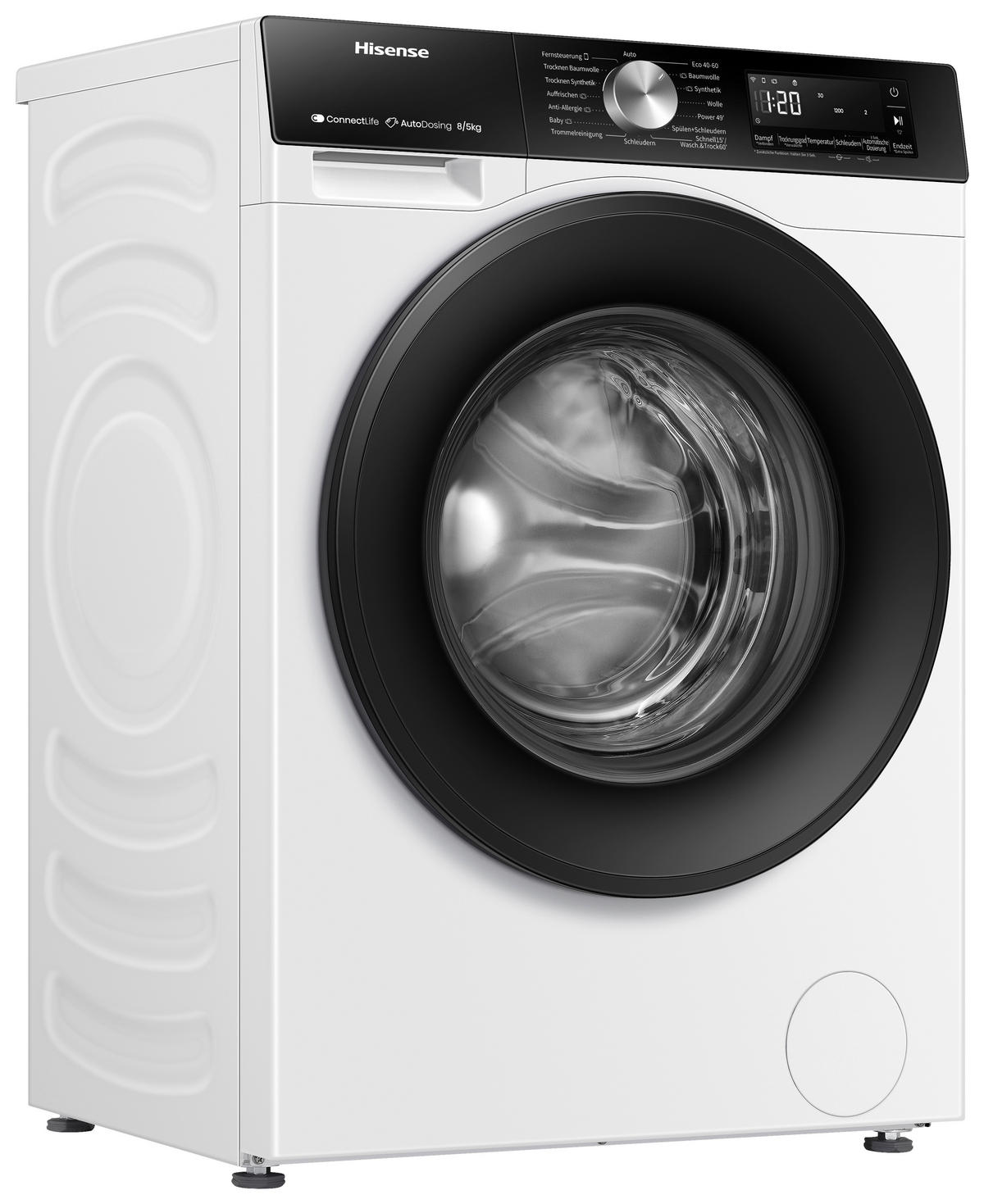 WASCHTROCKNER WD3S8045BW3  - Schwarz/Weiß, Basics, Glas/Kunststoff (59,5/84,5/51cm) - Hisense