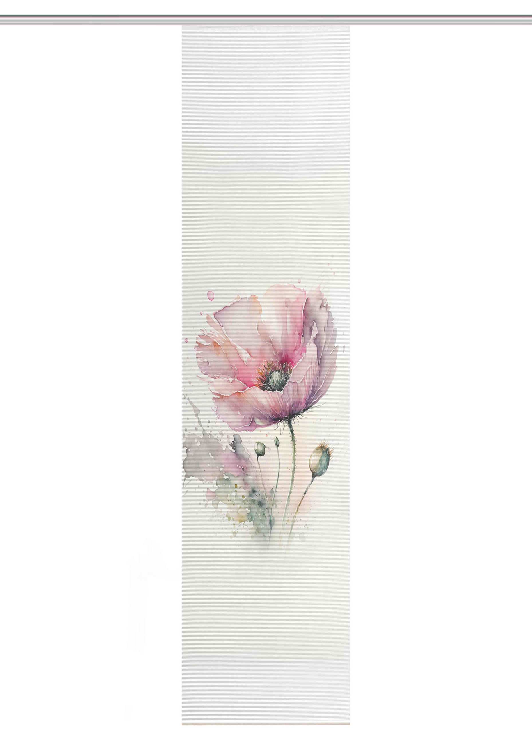 XXXLutz Flächenvorhang Meliora Rosa, Weiß, Salbeigrün 60x245 cm