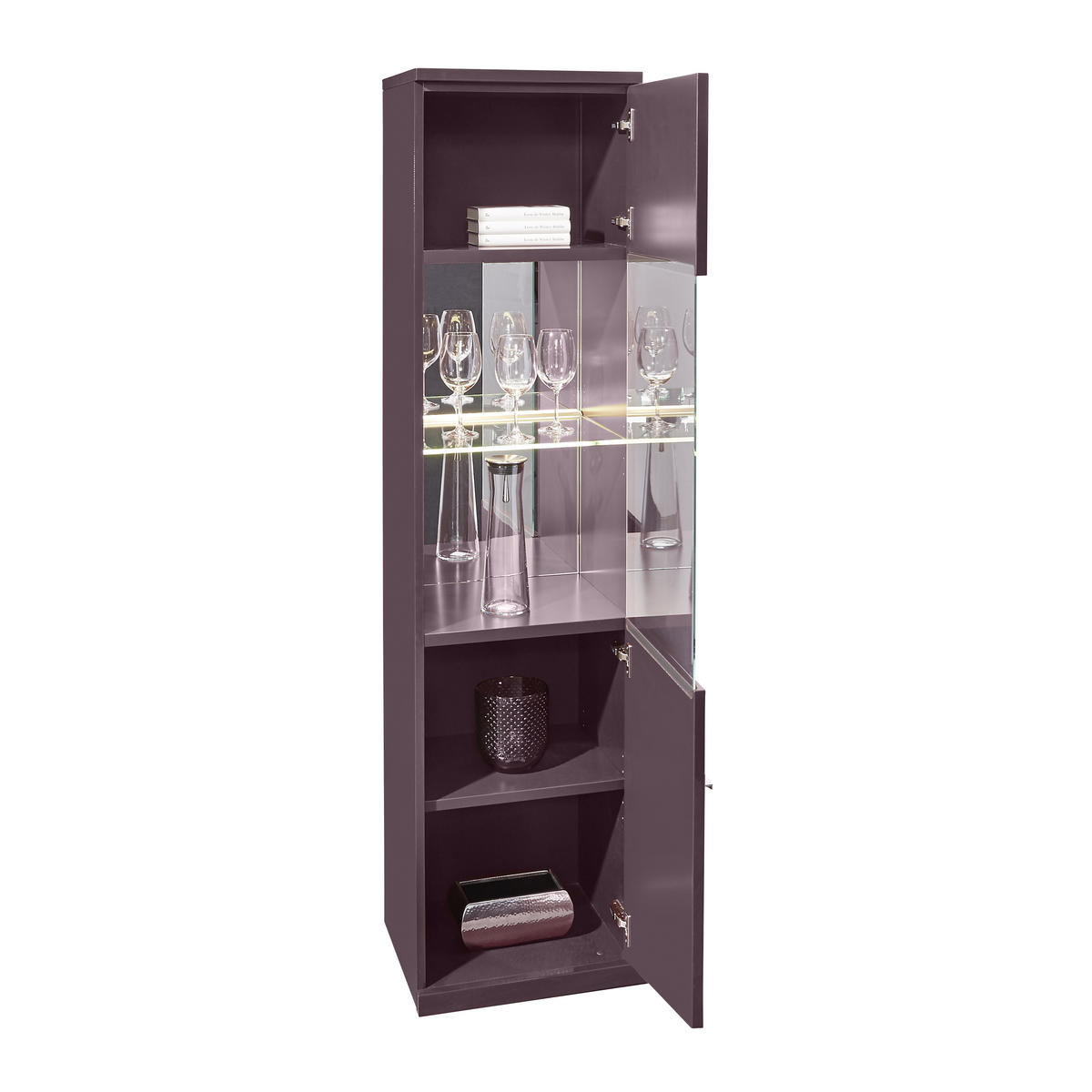 VITRINE Imago Aubergine  45/183,1/39,6 cm  - Chromfarben/Aubergine, Design, Glas/Holzwerkstoff (45/183,1/39,6cm) - Invivus