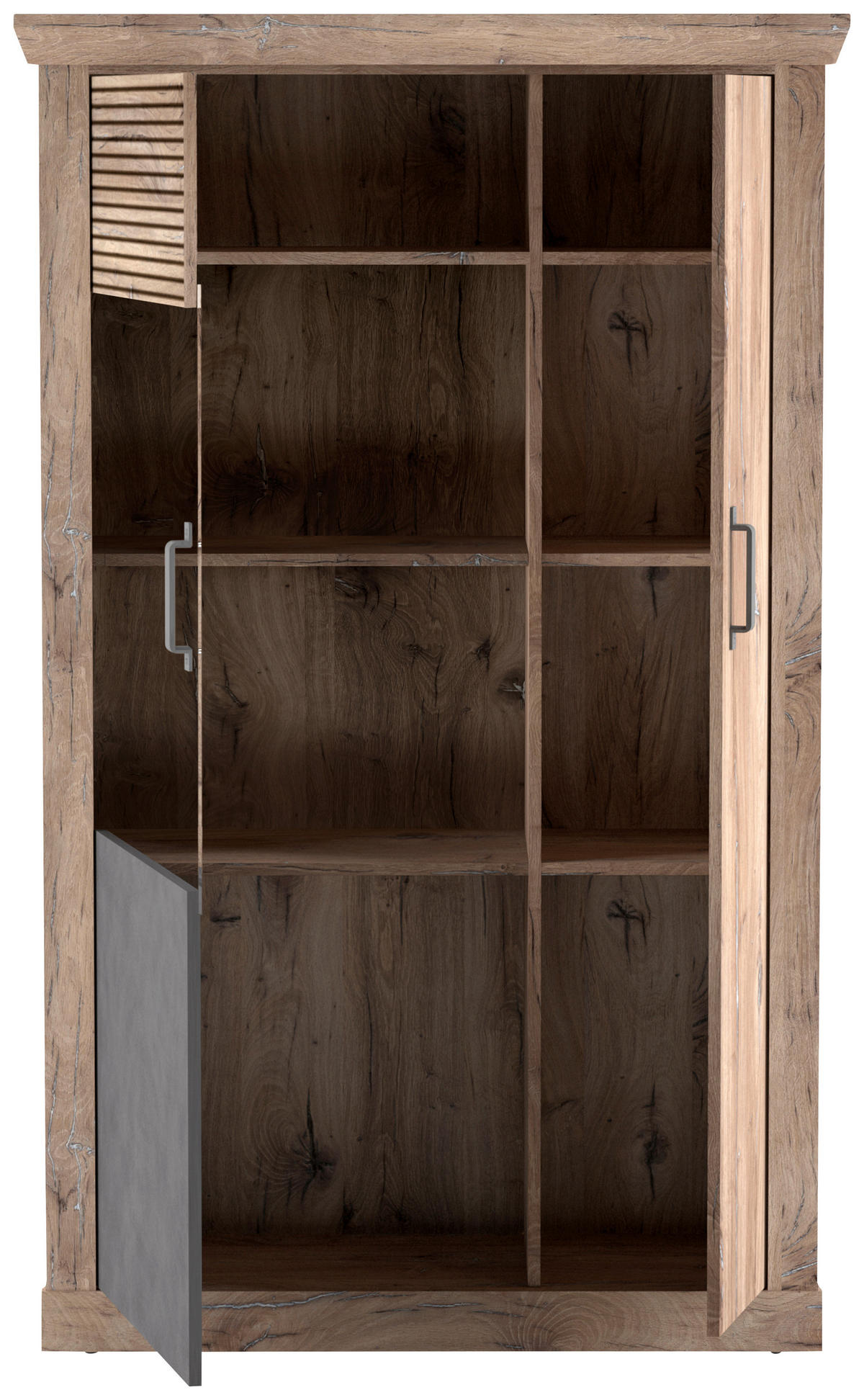 VITRÍNA, antracitová, farba duba, 106,3/173,7/40 cm - čierna/farba duba, Konventionell, kompozitné drevo/plast (106,3/173,7/40cm) - Livetastic