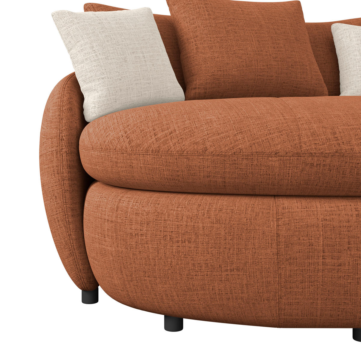 MEGASOFA Chenille Terracotta  - Terracotta/Schwarz, Trend, Kunststoff/Textil (238/80/140cm) - MID.YOU