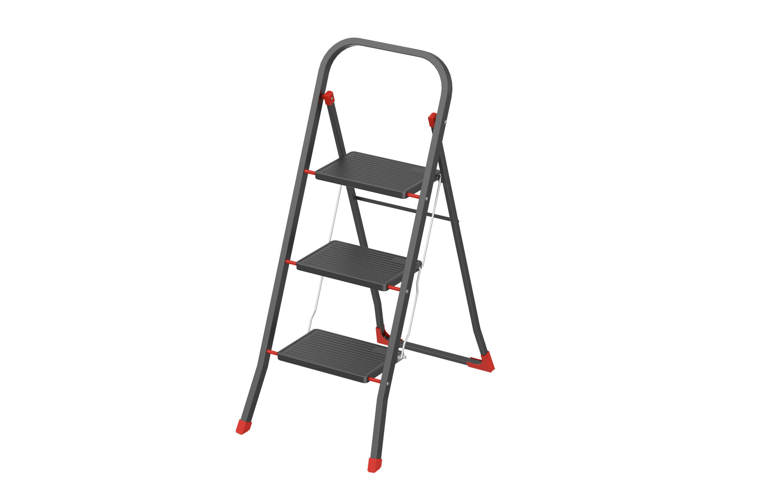 KLAPPTRITTLEITER - Schwarz, Basics, Metall (45,5/68,5/105,7cm)