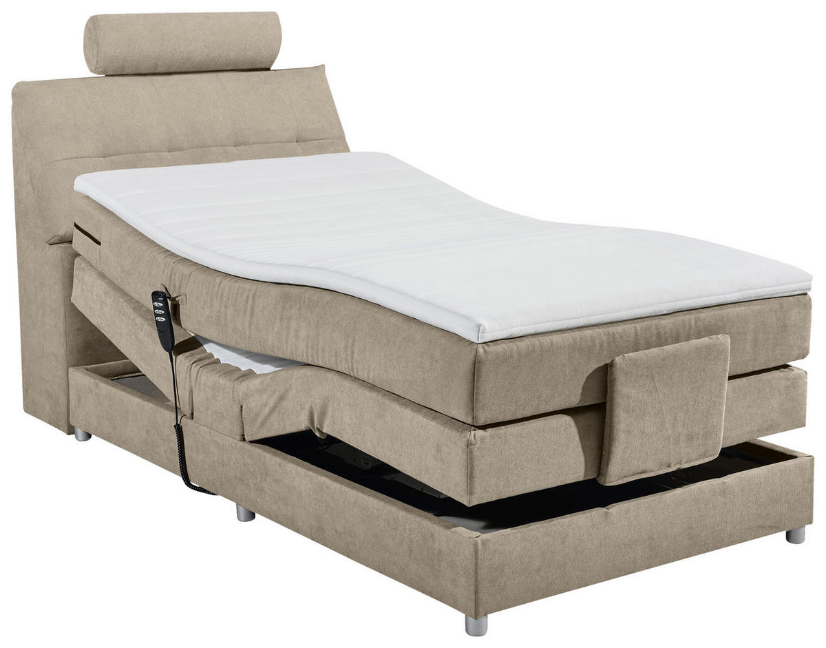 BOXSPRINGBETT 120/200 cm  in Sandfarben  - Sandfarben/Silberfarben, Modern, Holzwerkstoff/Kunststoff (120/200cm) - MID.YOU
