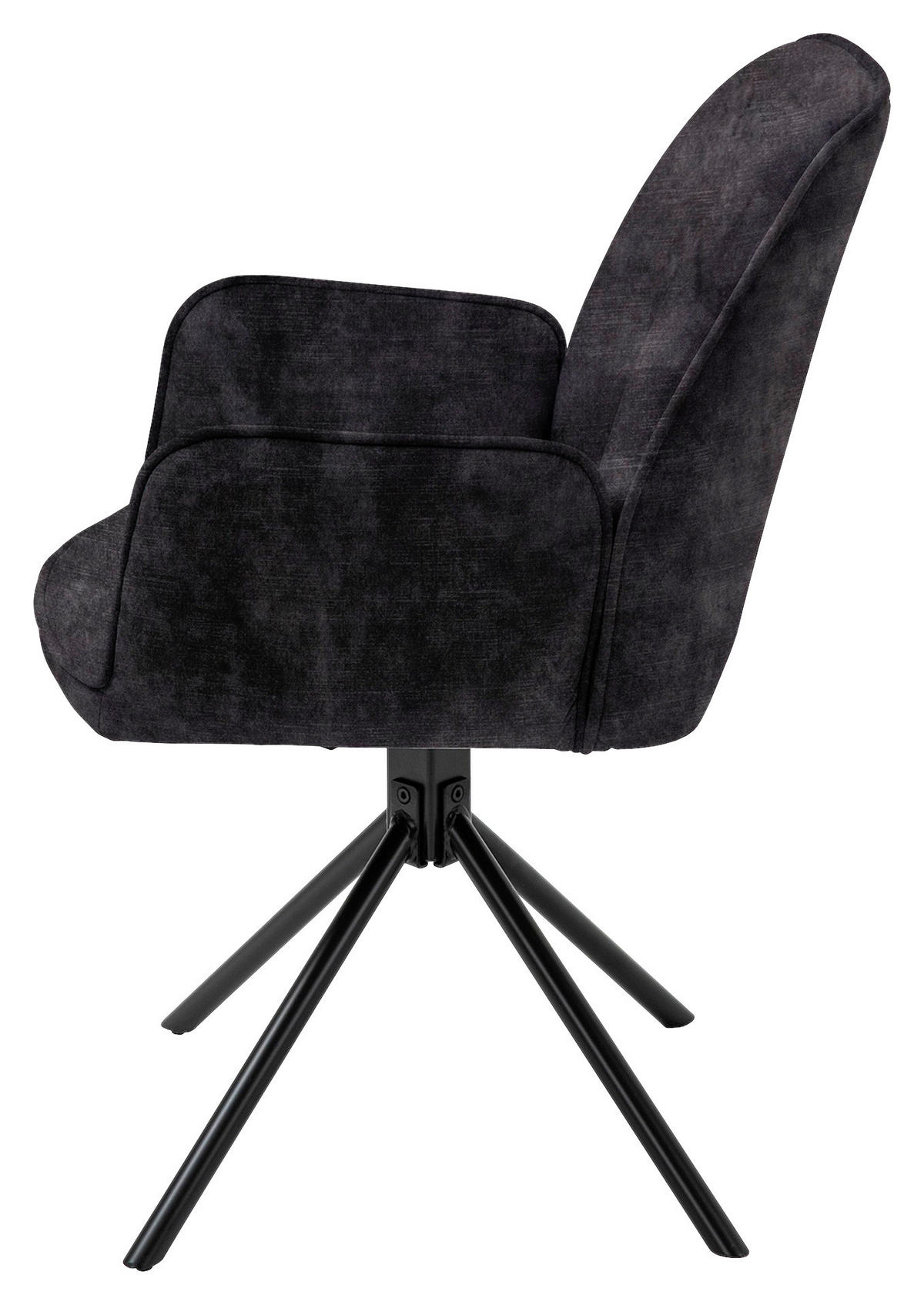 STUHL-SET 2 Stück  in Stahl Samt Metall, Textil  - Anthrazit/Schwarz, MODERN, Textil/Metall (57/89/61cm) - MID.YOU