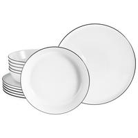TAFELSERVICE Schwarz, Weiß Chef Collection Black Line 12-teilig  - Schwarz/Weiß, Basics, Keramik - Creatable