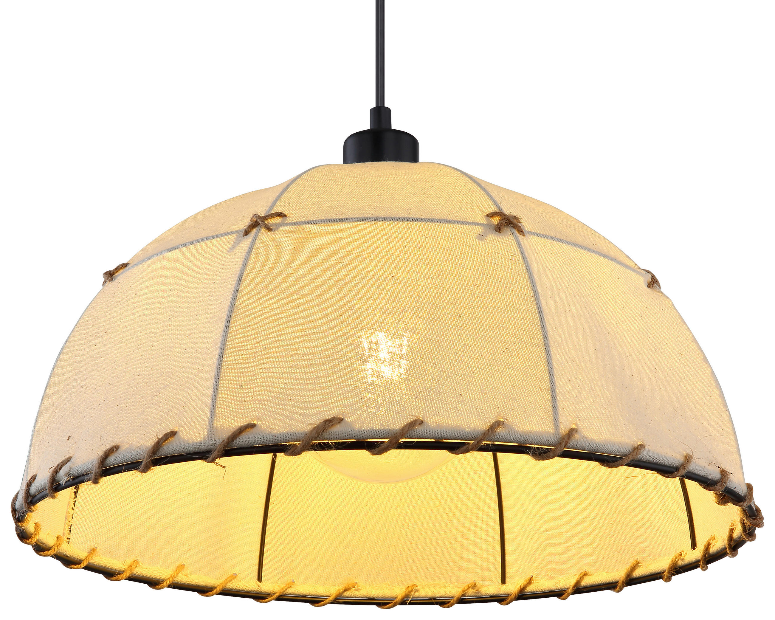 HÄNGELEUCHTE 40/120 cm  - Beige/Schwarz, Natur, Naturmaterialien/Textil (40/120cm) - Globo