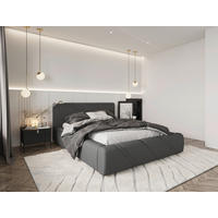 POLSTERBETT 140/200 cm,  in Anthrazit, gepolstertes Kopfteil, Lattenrost, Bettkasten,  - Anthrazit/Schwarz, Design, Holz/Kunststoff (140/200cm) - Chameo