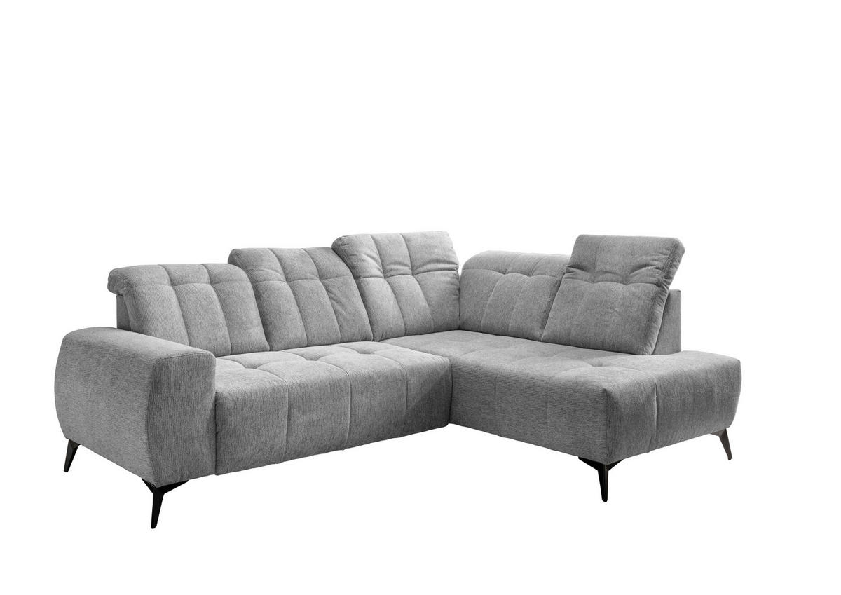 ECKSOFA in Chenille Silberfarben  - Silberfarben/Schwarz, Modern, Textil/Metall (261/200cm) - Livetastic