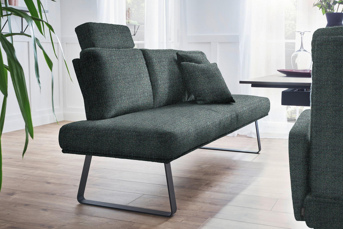 SITZBANK 224/92/78 cm  in Schwarz, Türkis  - Türkis/Schwarz, Design, Textil/Metall (224/92/78cm) - Dieter Knoll