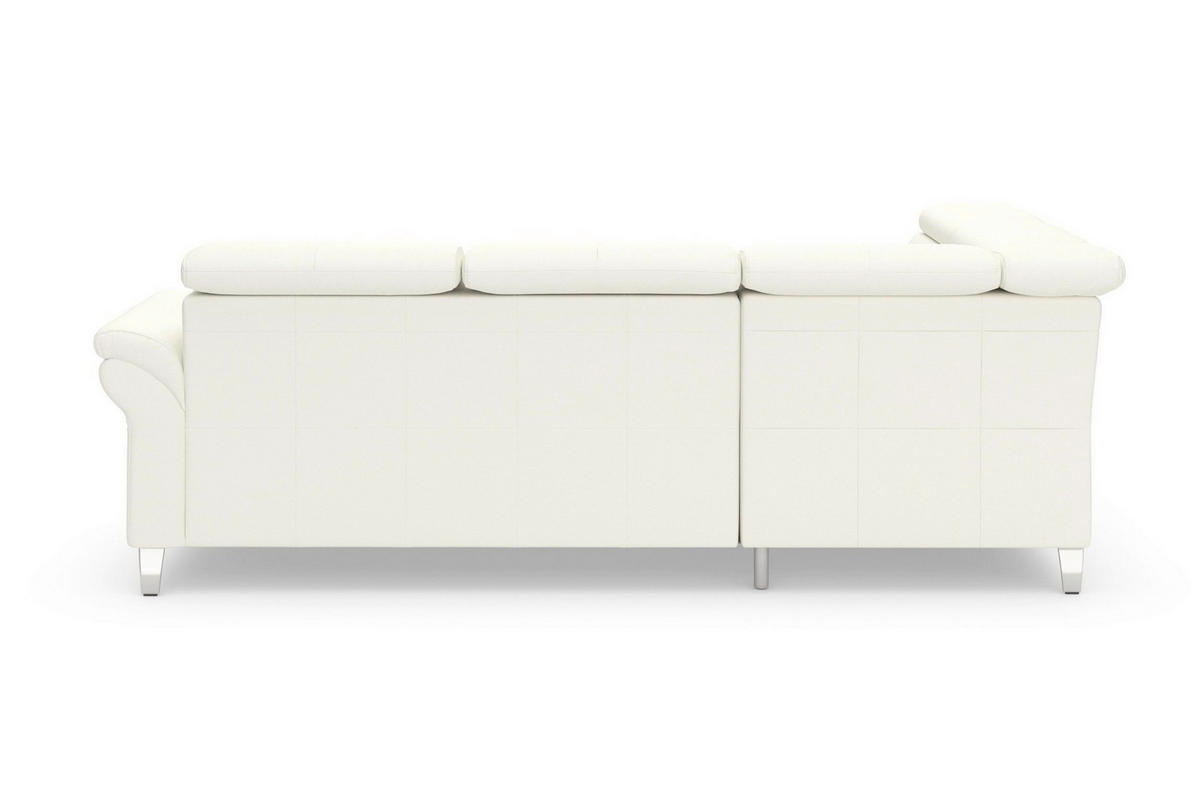 ECKSOFA ARNGAST E Weiß Echtleder Kopfteilverstellung  - Chromfarben/Weiß, Basics, Leder/Metall (194/245cm) - Sit & More