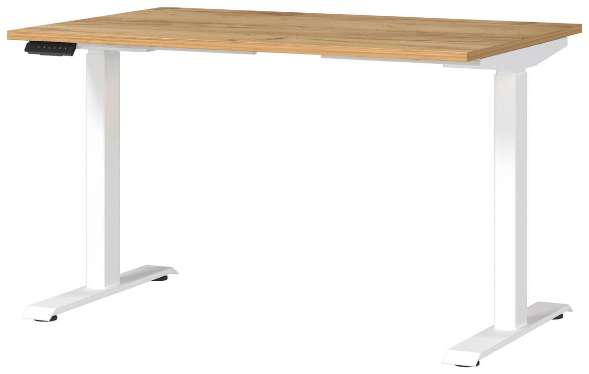 SCHREIBTISCH 120/80/72-118 cm  in Weiß, Eichefarben  - Eichefarben/Weiß, MODERN, Holzwerkstoff/Metall (120/80/72-118cm) - Novel