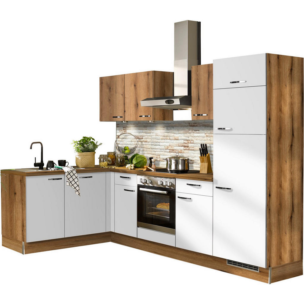 Eckküche Pn100/80 Mit Geräte 175x275 Cm In Evoke Eiche/weiß