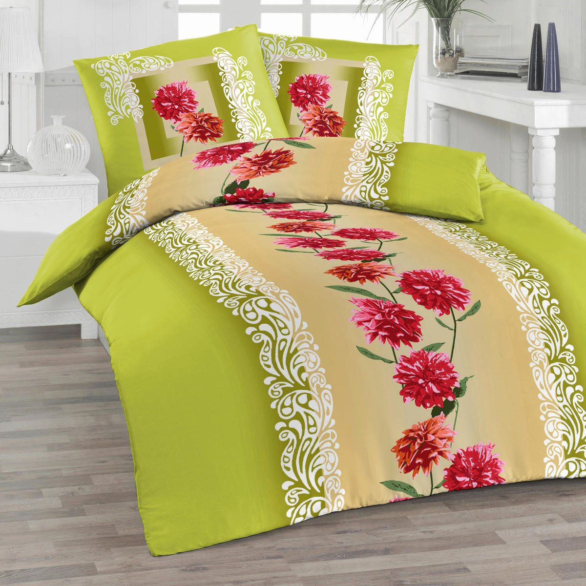 BETTWÄSCHE Flanell 155/220 cm  - Grün, Design, Textil (155/220cm) - Florella