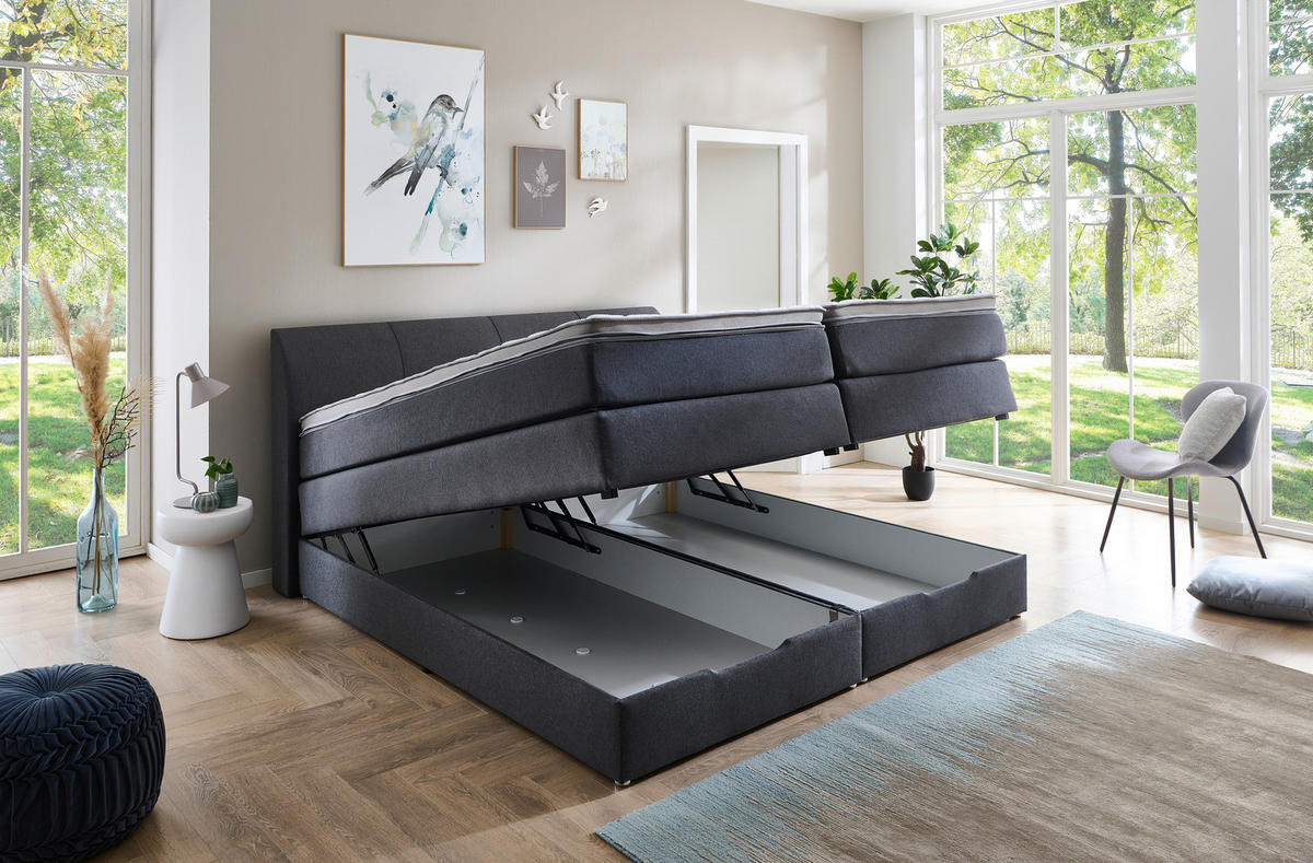 BOXSPRINGBETT 180/200 cm  Anthrazit  - Anthrazit, Konventionell, Textil (180/200cm) - Carryhome
